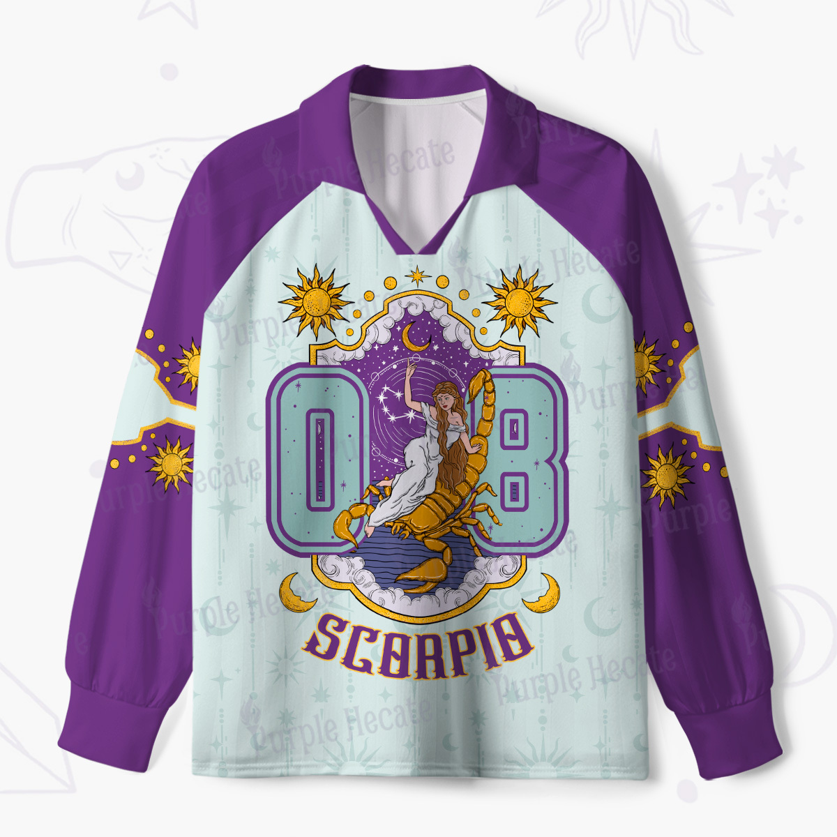 Purplehecate Capricorn Zodiac Long Sleeve Jersey Shirt
