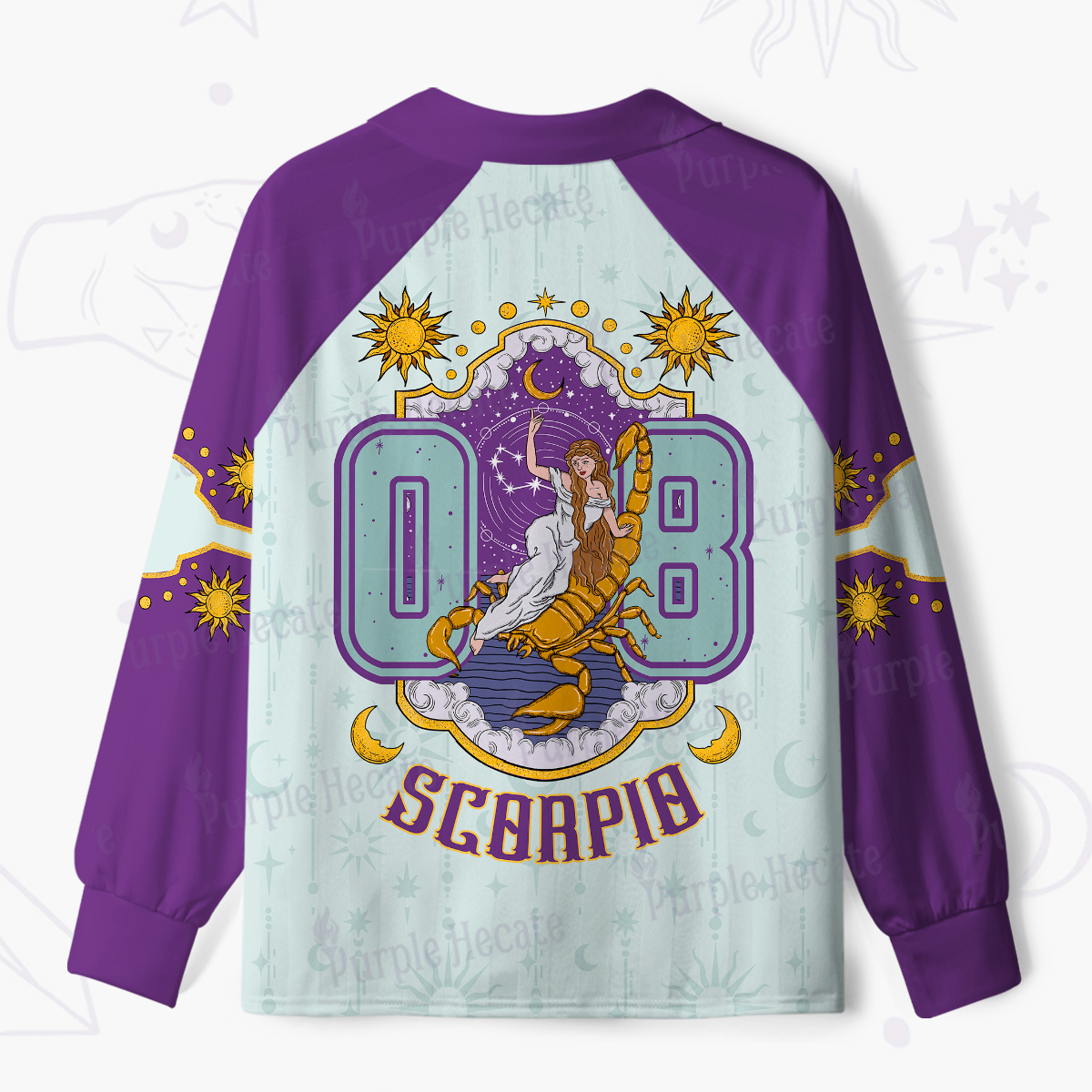 Purplehecate Capricorn Zodiac Long Sleeve Jersey Shirt