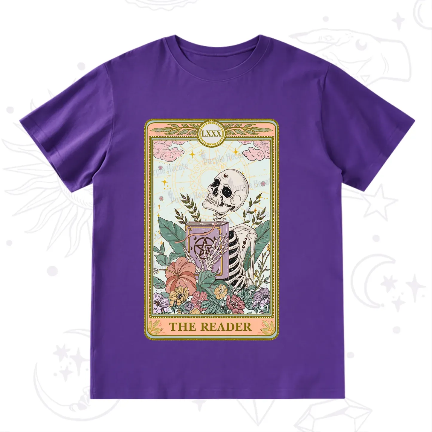Purplehecate The Reader Occult Tarot Skeleton T-Shirt