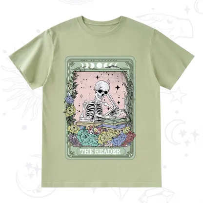 Purplehecate The Reader Bookworm Tarot Skeleton T-Shirt