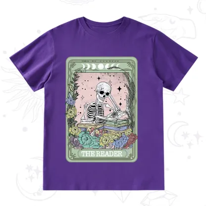 Purplehecate The Reader Bookworm Tarot Skeleton T-Shirt