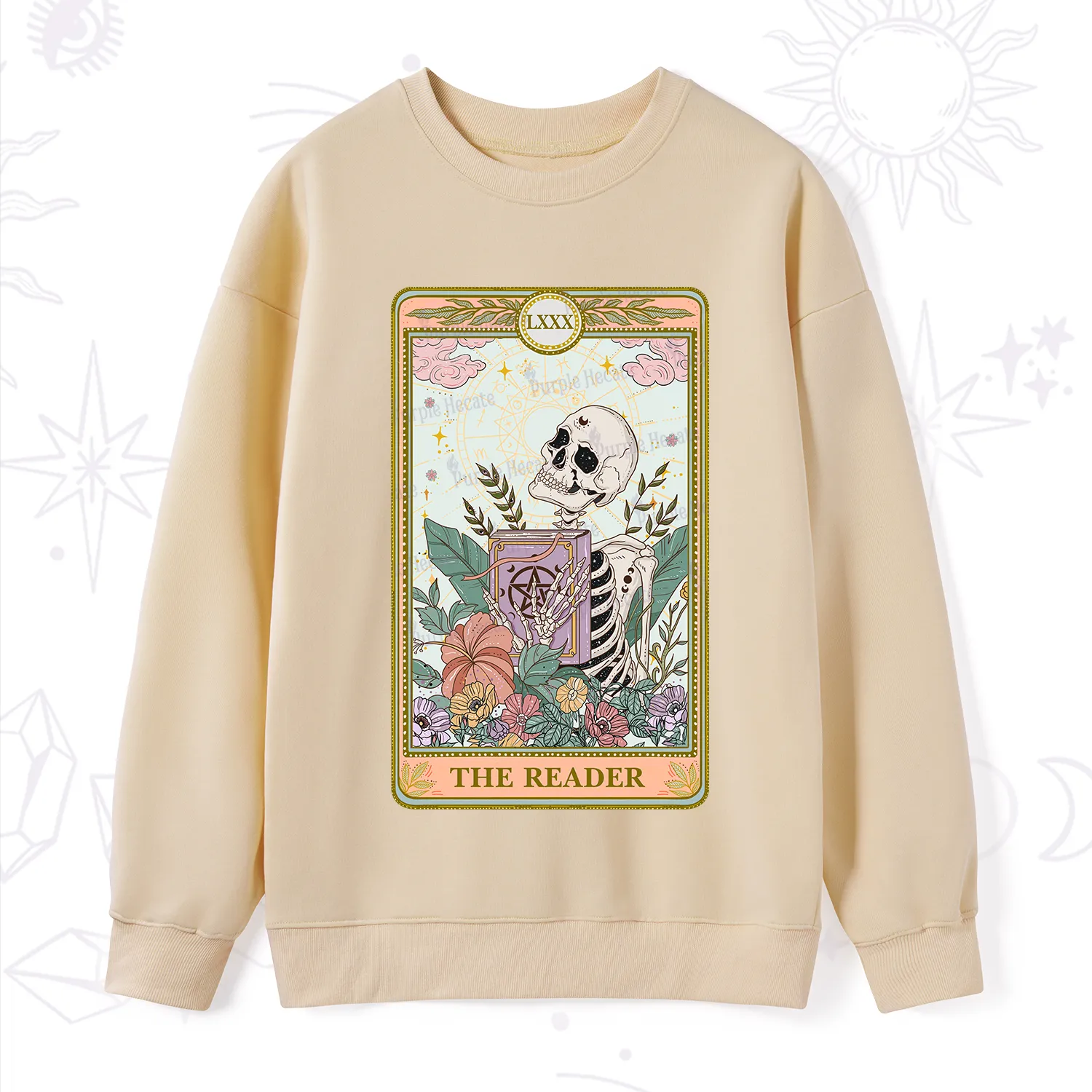 Purplehecate The Reader Occult Tarot Skeleton Sweatshirt