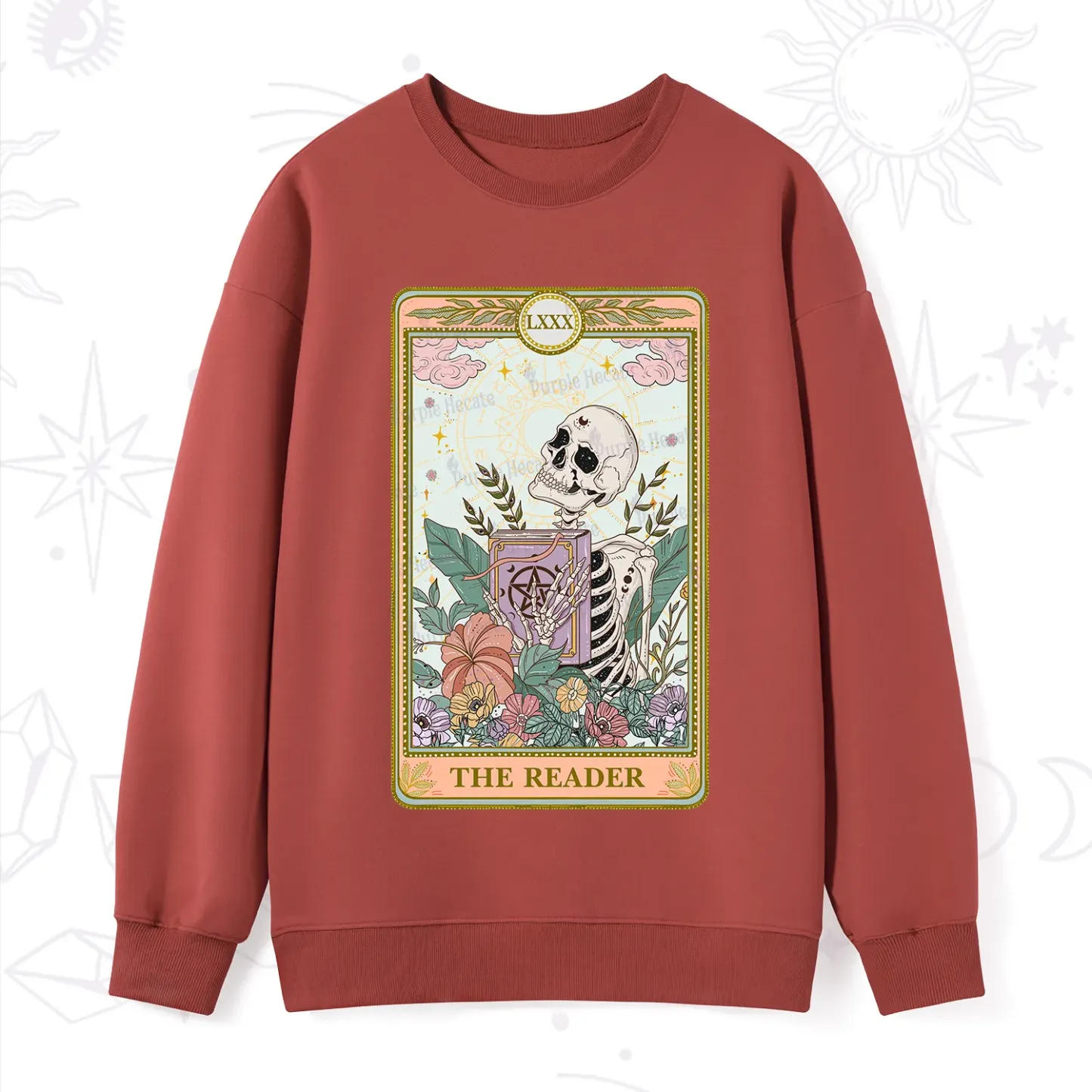 Purplehecate The Reader Occult Tarot Skeleton Sweatshirt