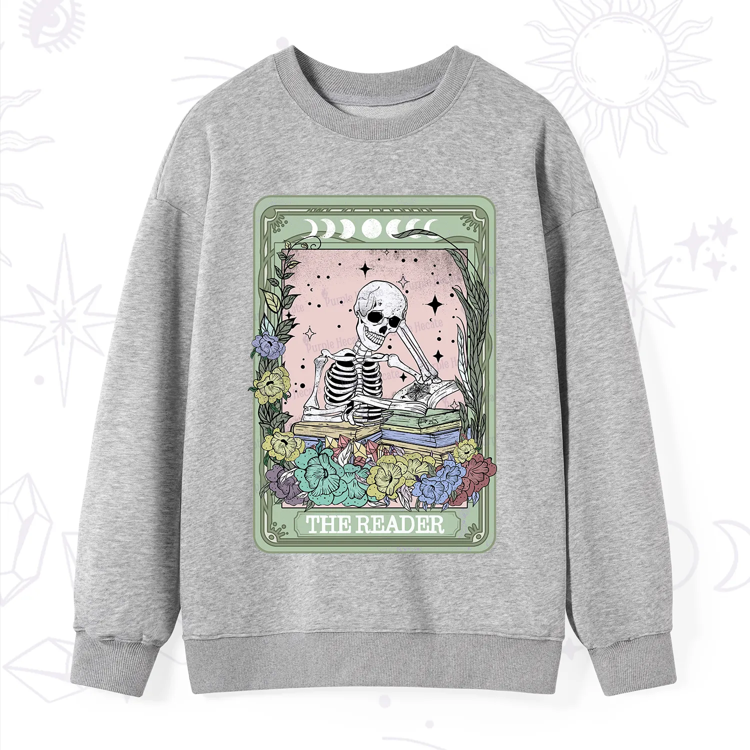 Purplehecate The Reader Bookworm Tarot Skeleton Sweatshirt