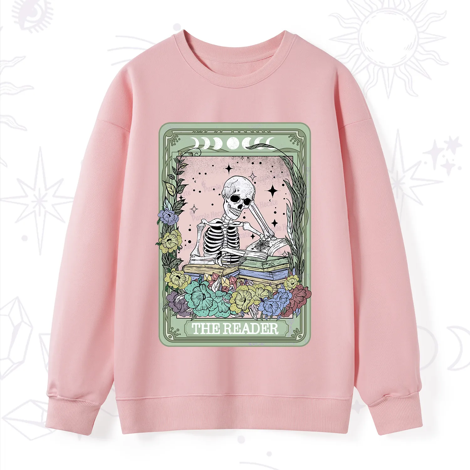 Purplehecate The Reader Bookworm Tarot Skeleton Sweatshirt