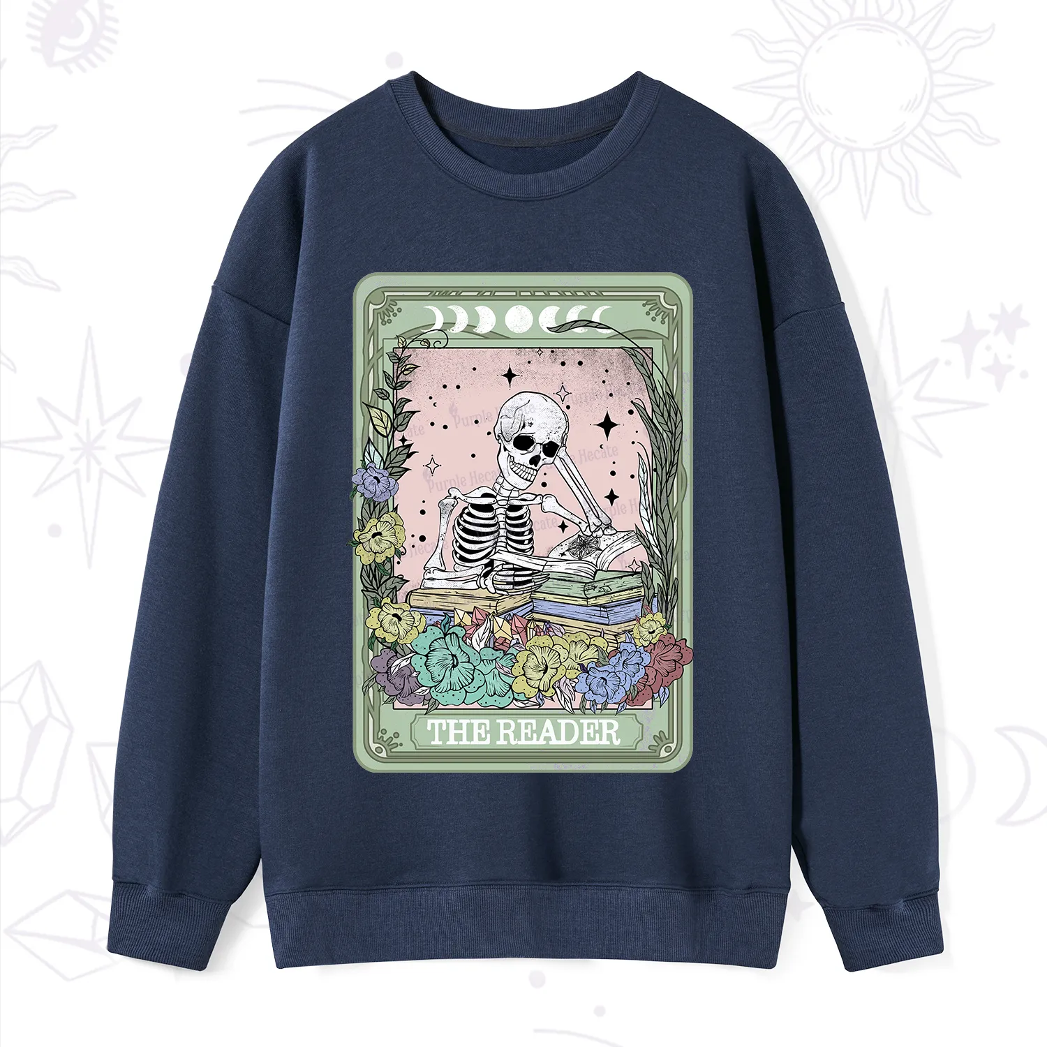 Purplehecate The Reader Bookworm Tarot Skeleton Sweatshirt