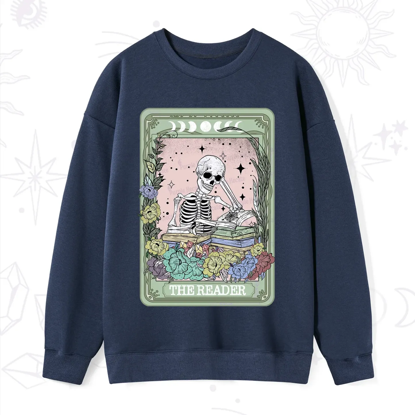 Purplehecate The Reader Bookworm Tarot Skeleton Sweatshirt