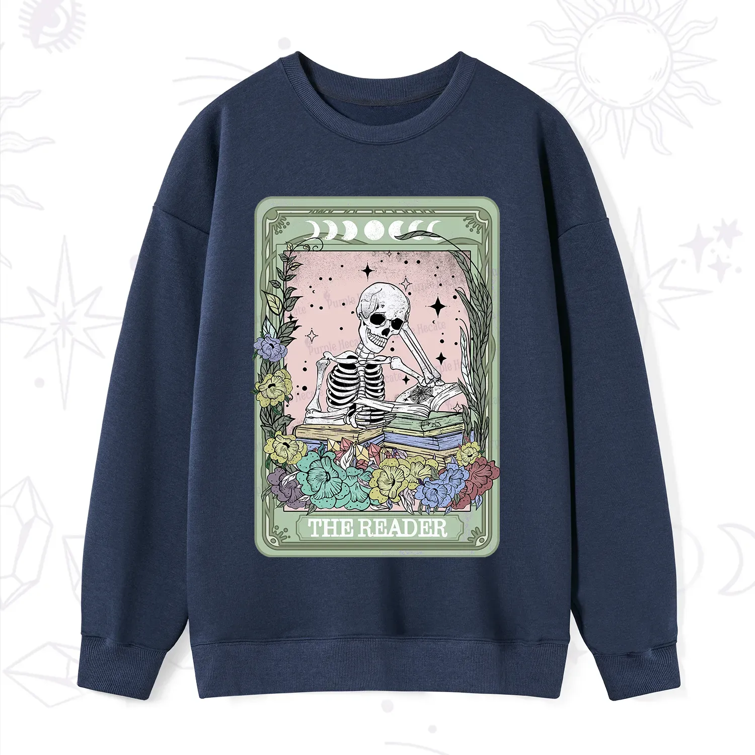 Purplehecate The Reader Bookworm Tarot Skeleton Sweatshirt