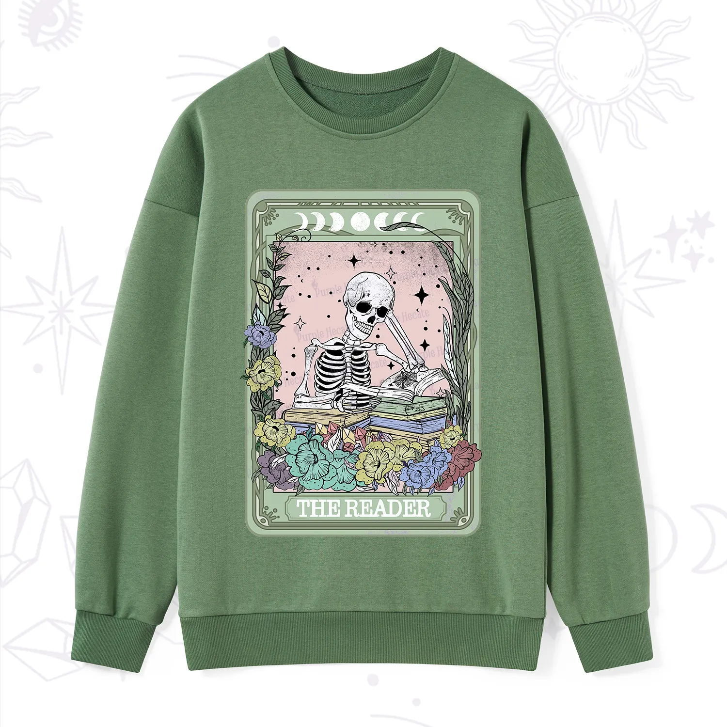 Purplehecate The Reader Bookworm Tarot Skeleton Sweatshirt