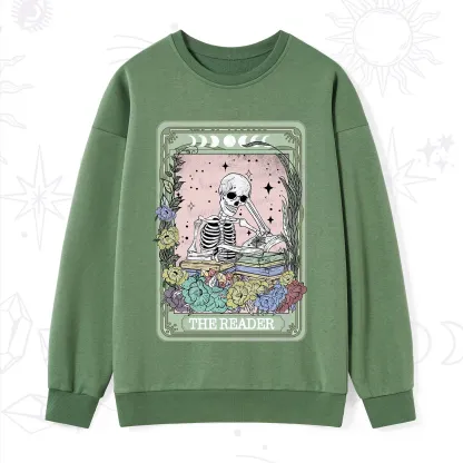 Purplehecate The Reader Bookworm Tarot Skeleton Sweatshirt