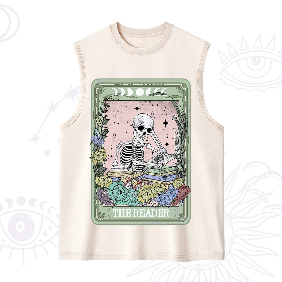 Purplehecate The Reader Bookworm Tarot Skeleton Washed Tank