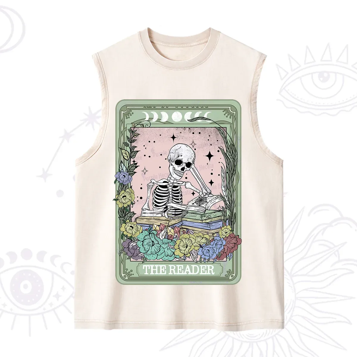 Purplehecate The Reader Bookworm Tarot Skeleton Washed Tank