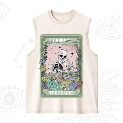 Purplehecate The Reader Bookworm Tarot Skeleton Washed Tank
