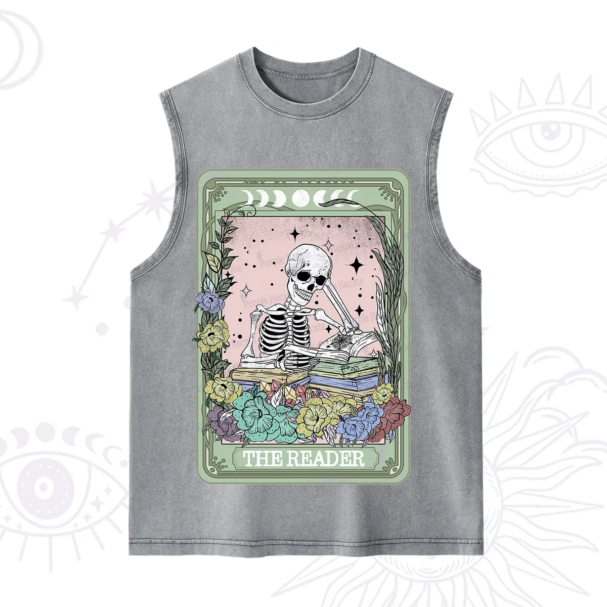 Purplehecate The Reader Bookworm Tarot Skeleton Washed Tank