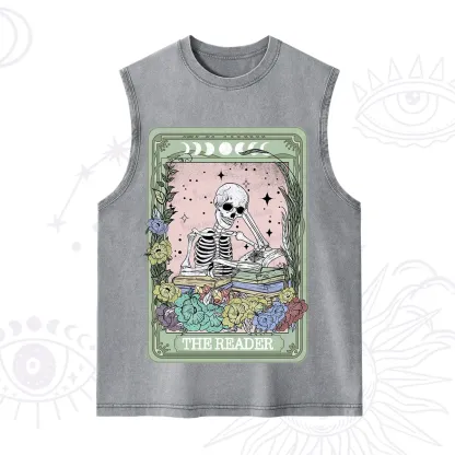 Purplehecate The Reader Bookworm Tarot Skeleton Washed Tank