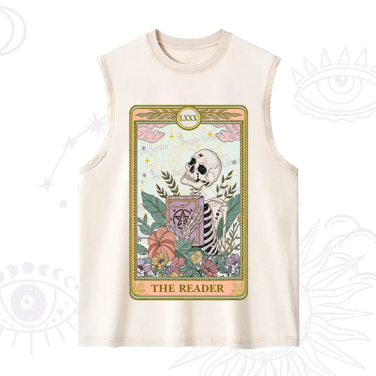 Purplehecate The Reader Occult Tarot Skeleton Washed Tank