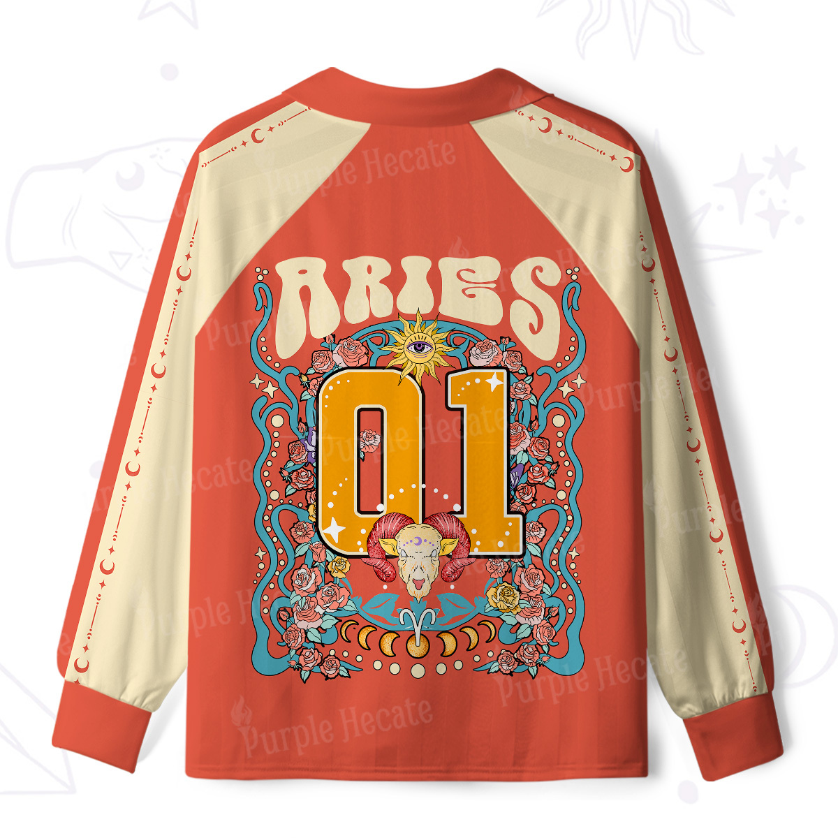 Purplehecate Aries Spirit Zodiac Long Sleeve Jersey Shirt