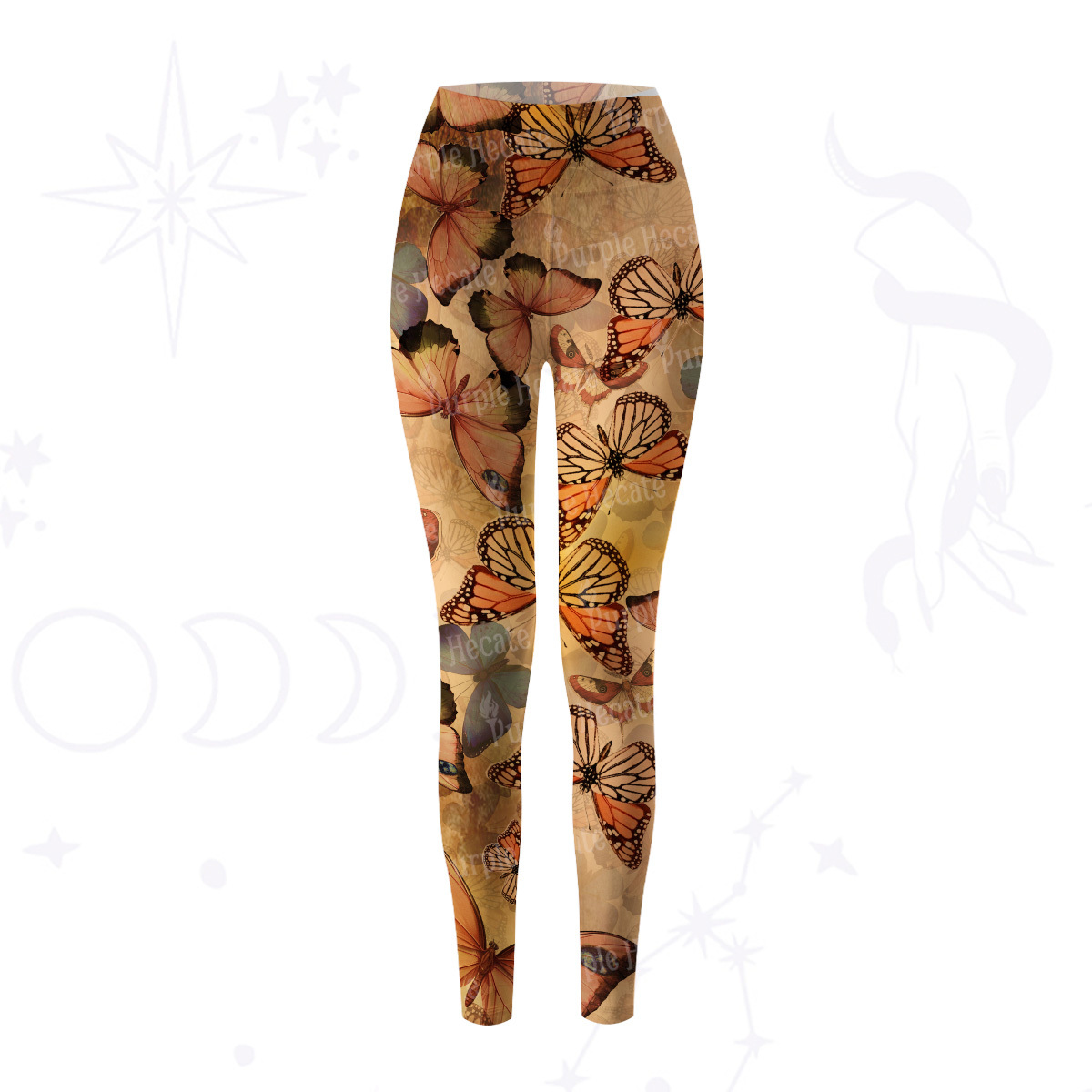 Purplehecate Monarch Butterfly Print Yoga Pants