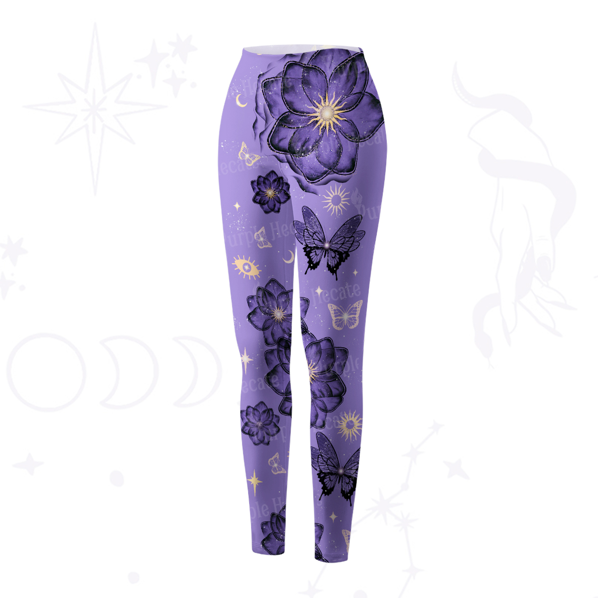 Purplehecate Moonlit Petals and Wings Yoga Pants
