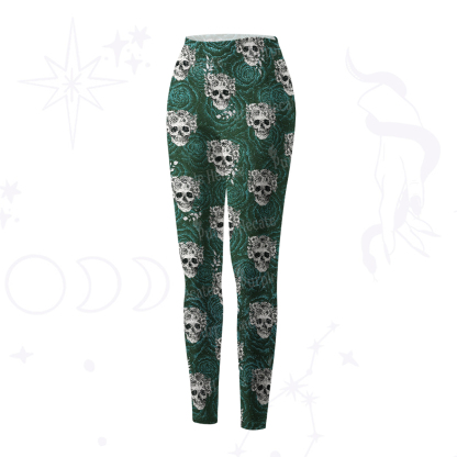 Purplehecate Rose Skull Yoga Pants