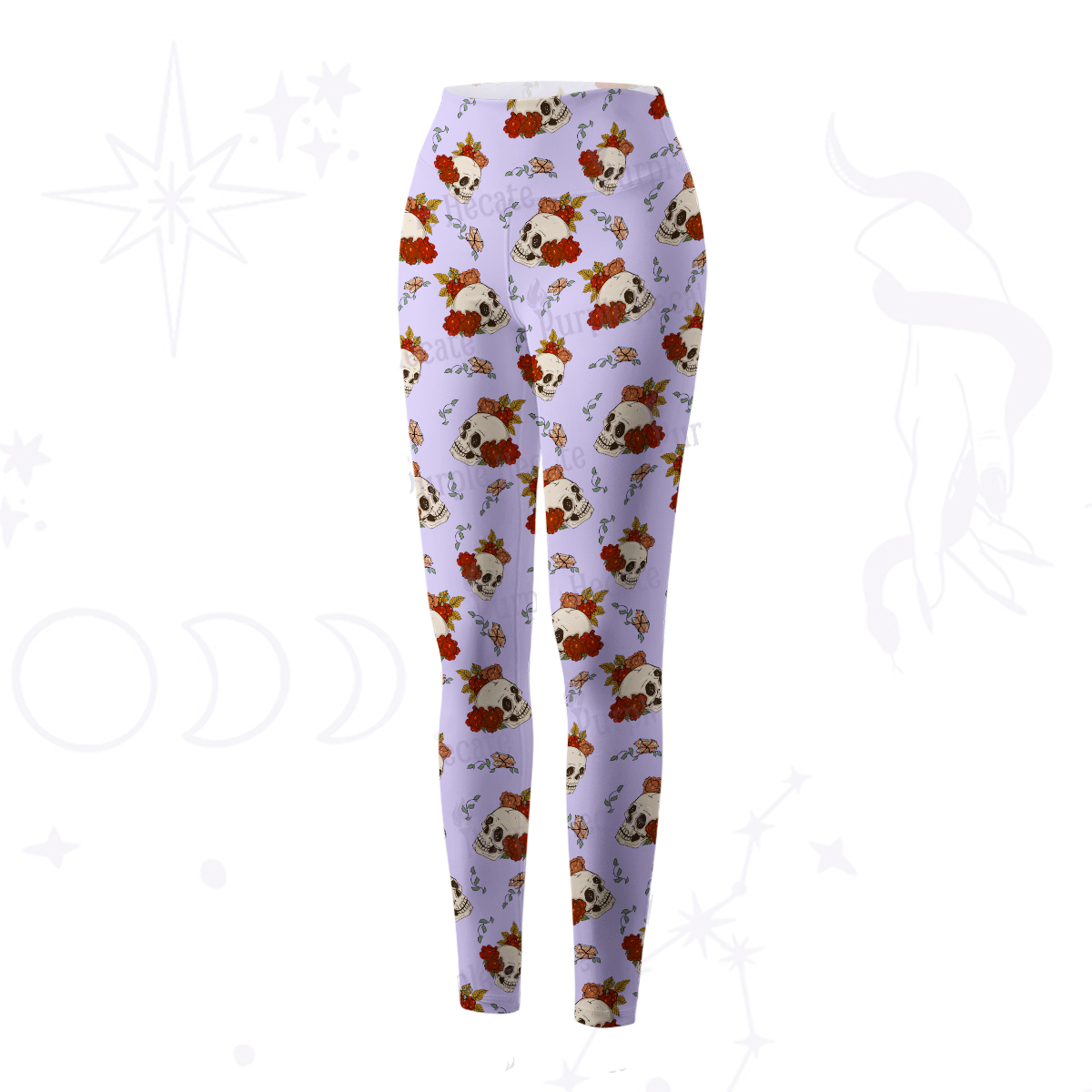 Purplehecate Flowers and Bones Yoga Pants