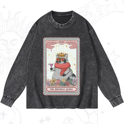 Purplehecate The Birthday Queen Tarot Washed Long Sleeve Shirt