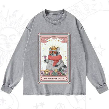 Purplehecate The Birthday Queen Tarot Washed Long Sleeve Shirt