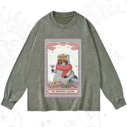 Purplehecate The Birthday Queen Tarot Washed Long Sleeve Shirt