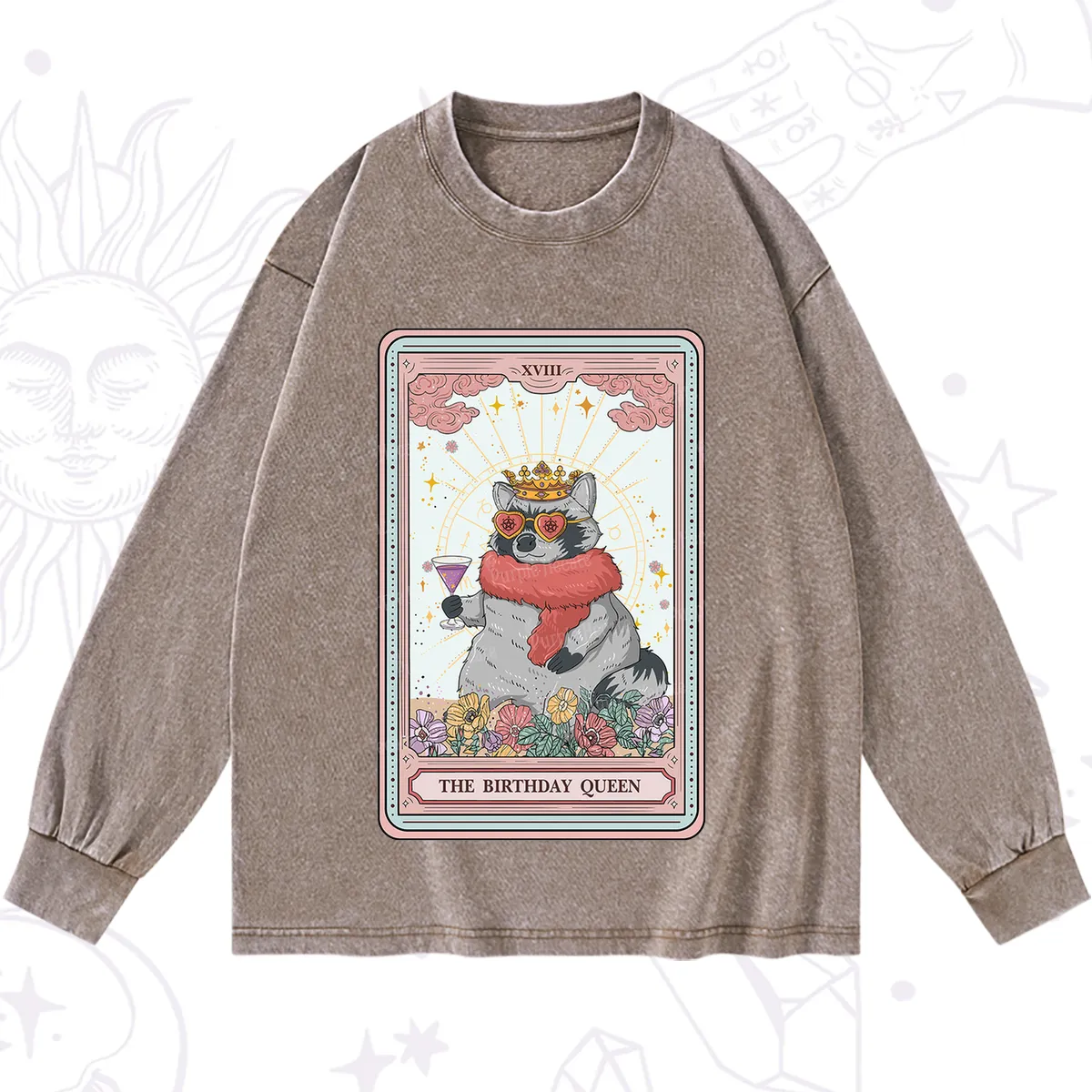 Purplehecate The Birthday Queen Tarot Washed Long Sleeve Shirt