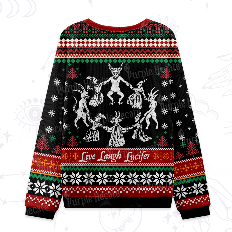 Purplehecate Live Laugh Lucifer Ugly Christmas Sweatshirts