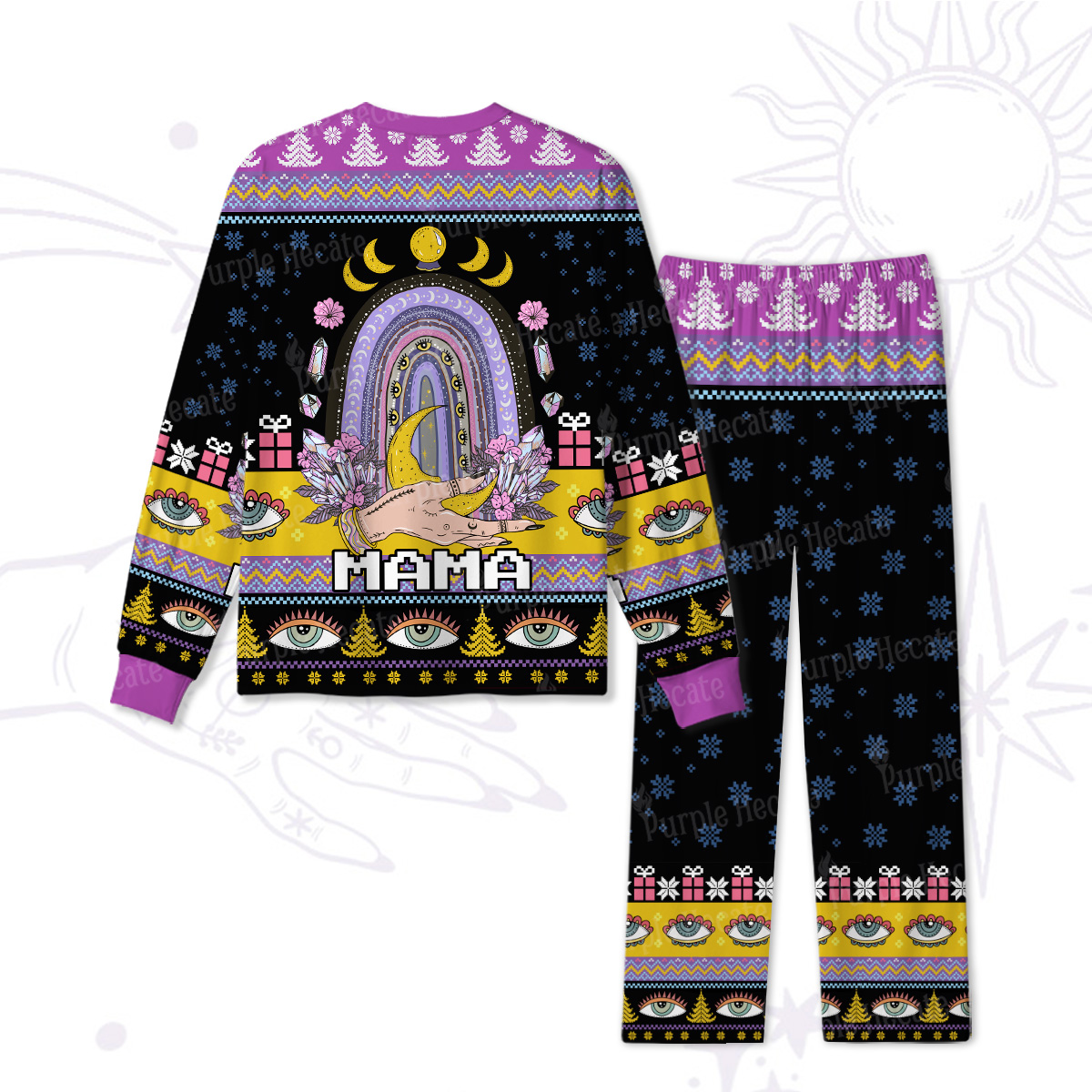 Purplehecate Gothic Mama Rainbow Christmas Pajamas