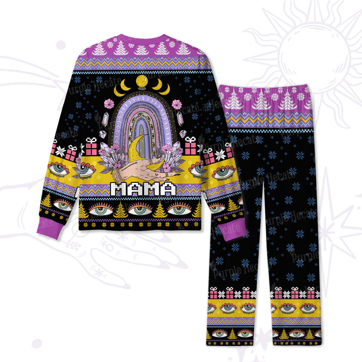 Purplehecate Gothic Mama Rainbow Christmas Pajamas