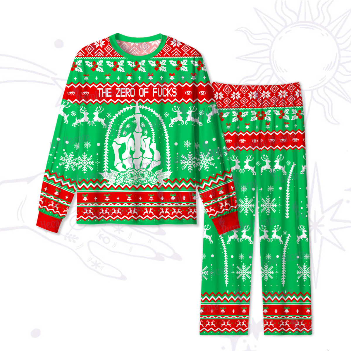 Purplehecate The Zero Of Fucks Tarot Christmas Pajamas