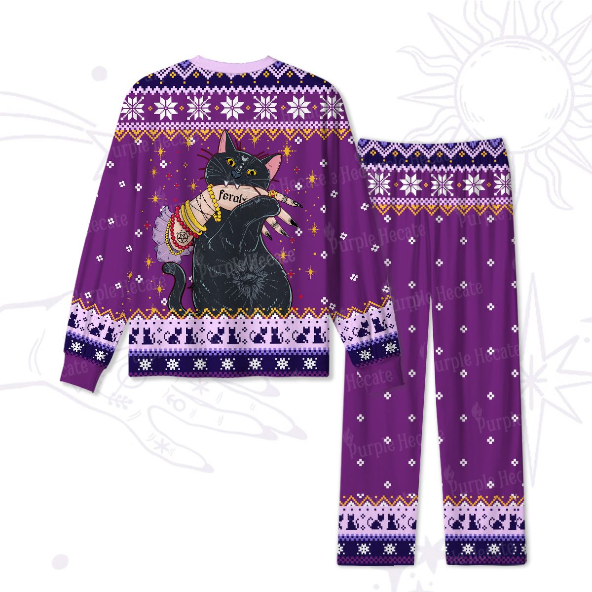 Purplehecate Feral Cat Christmas Pajamas