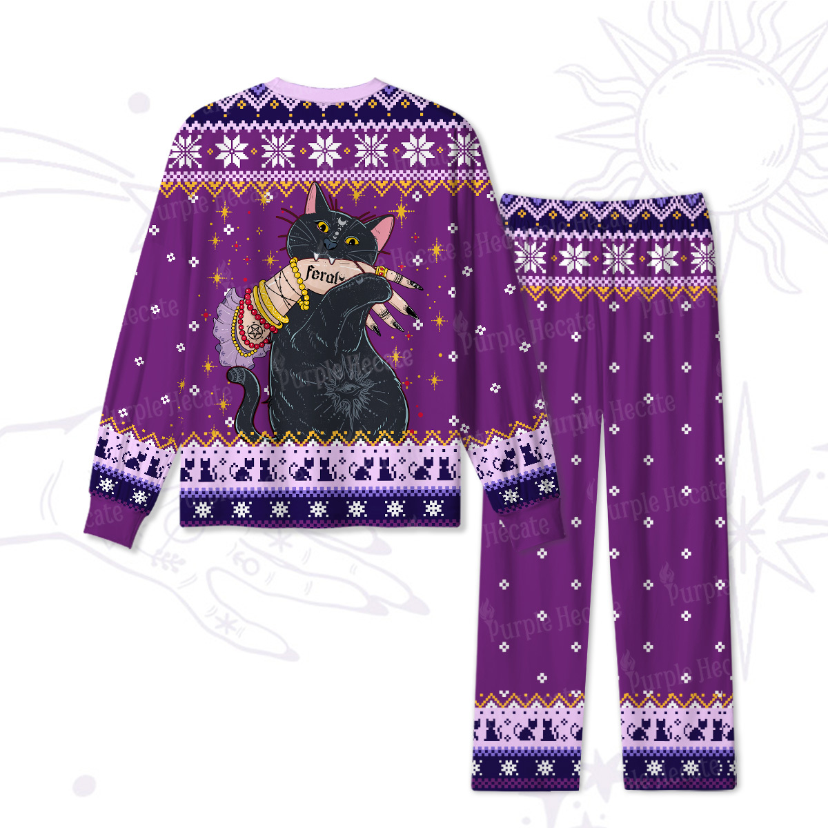 Purplehecate Feral Cat Christmas Pajamas