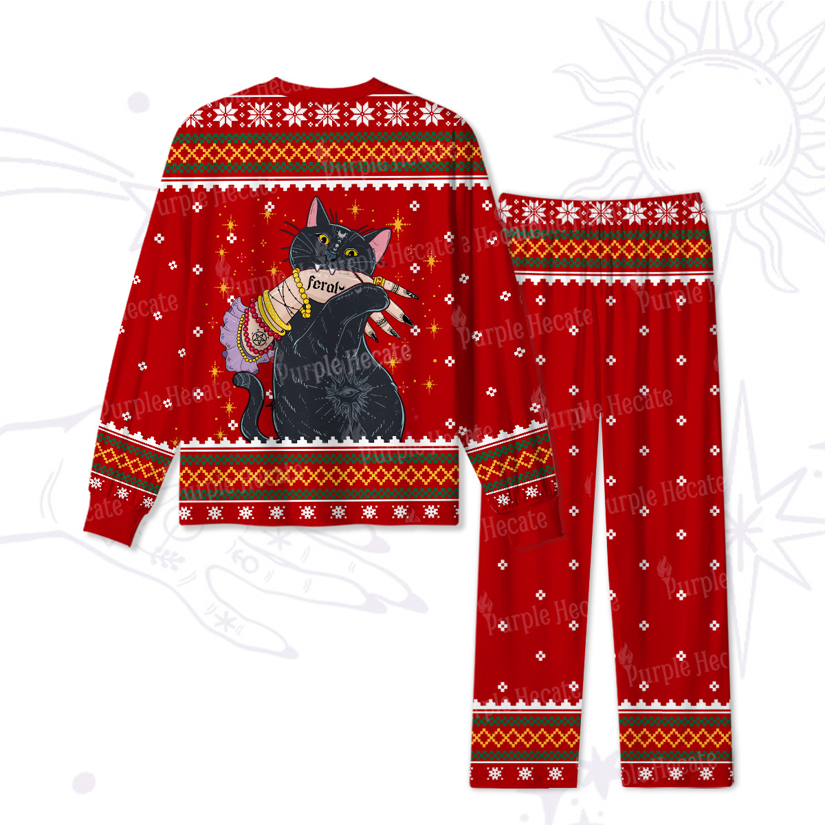 Purplehecate Feral Witch Cat Christmas Pajamas