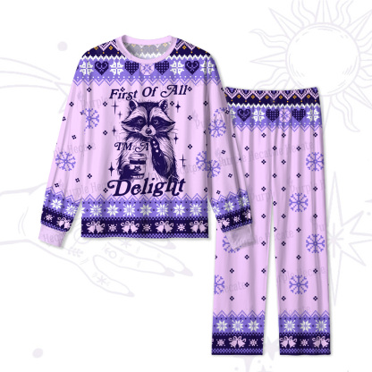 Purplehecate First Of All I'm A Delightful Funny Raccoon Christmas Pajamas