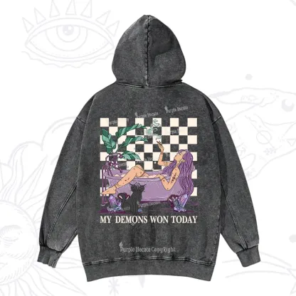 Purplehecate My Demons Won Today Washed Hoodie