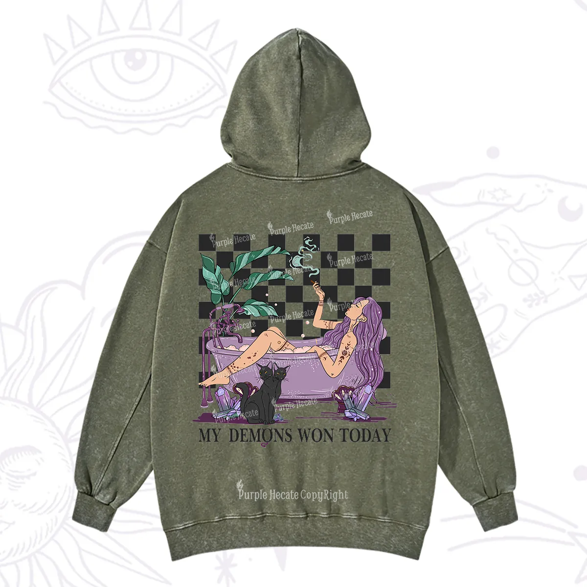 Purplehecate My Demons Won Today Washed Hoodie