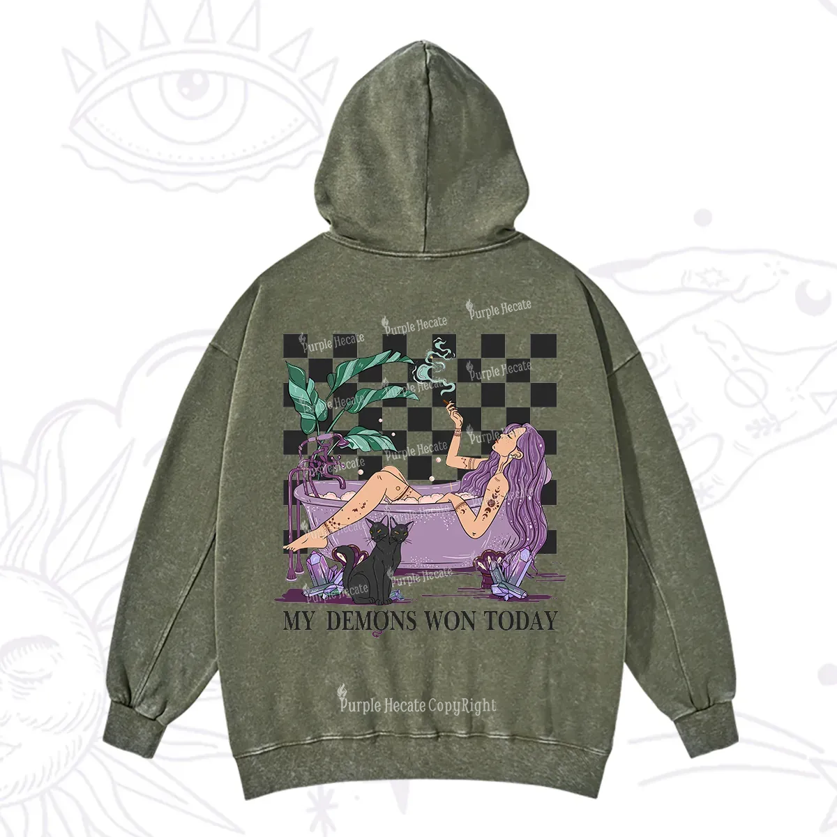 Purplehecate My Demons Won Today Washed Hoodie