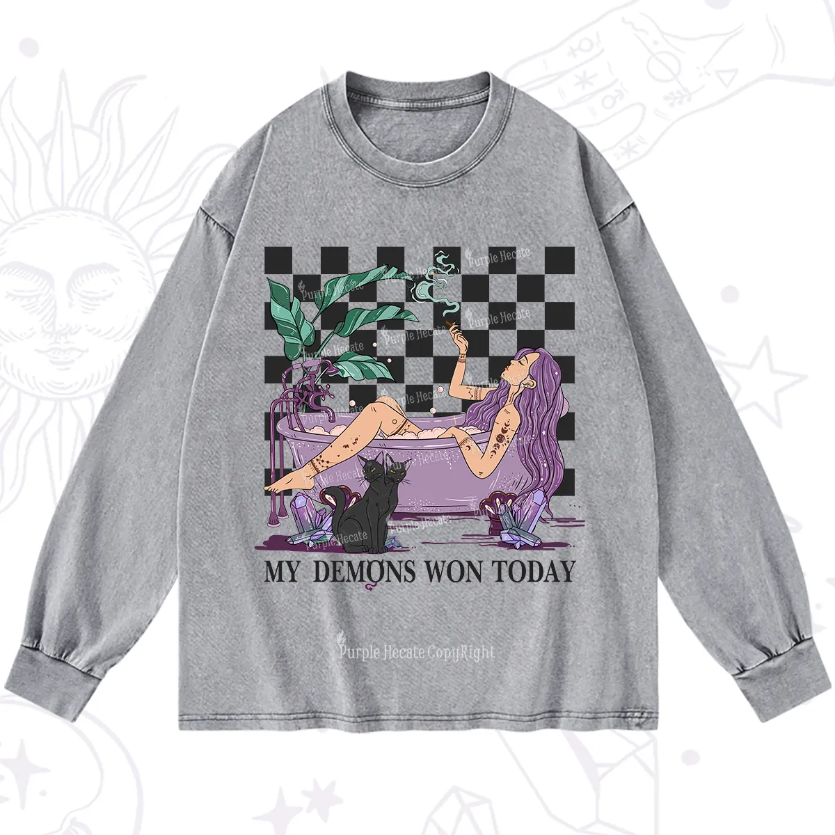 Purplehecate My Demons Won Today Washed Long Sleeve Shirt