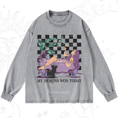 Purplehecate My Demons Won Today Washed Long Sleeve Shirt