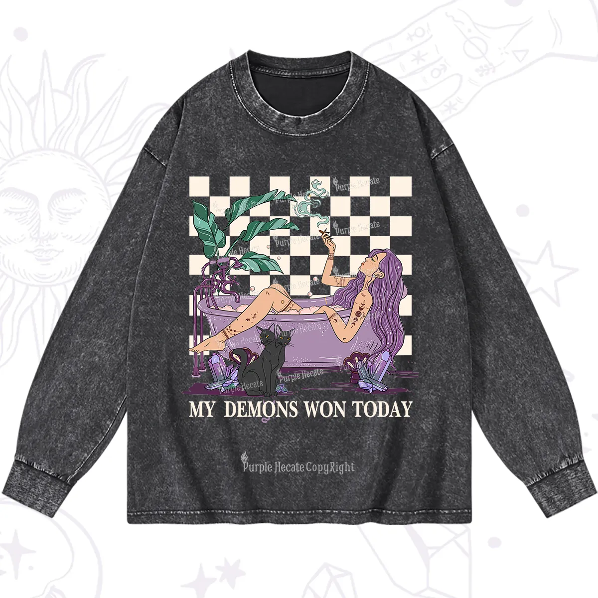 Purplehecate My Demons Won Today Washed Long Sleeve Shirt