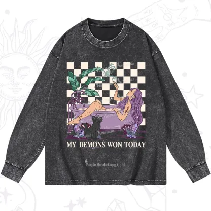 Purplehecate My Demons Won Today Washed Long Sleeve Shirt
