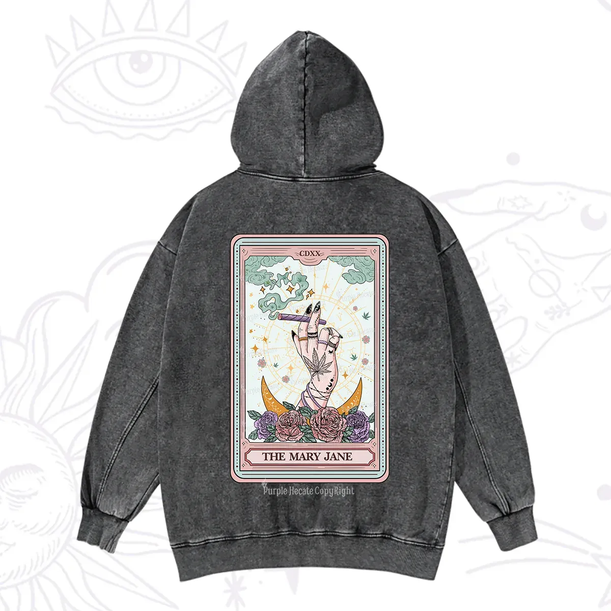 Purplehecate The Mary Jane Tarot Washed Hoodie
