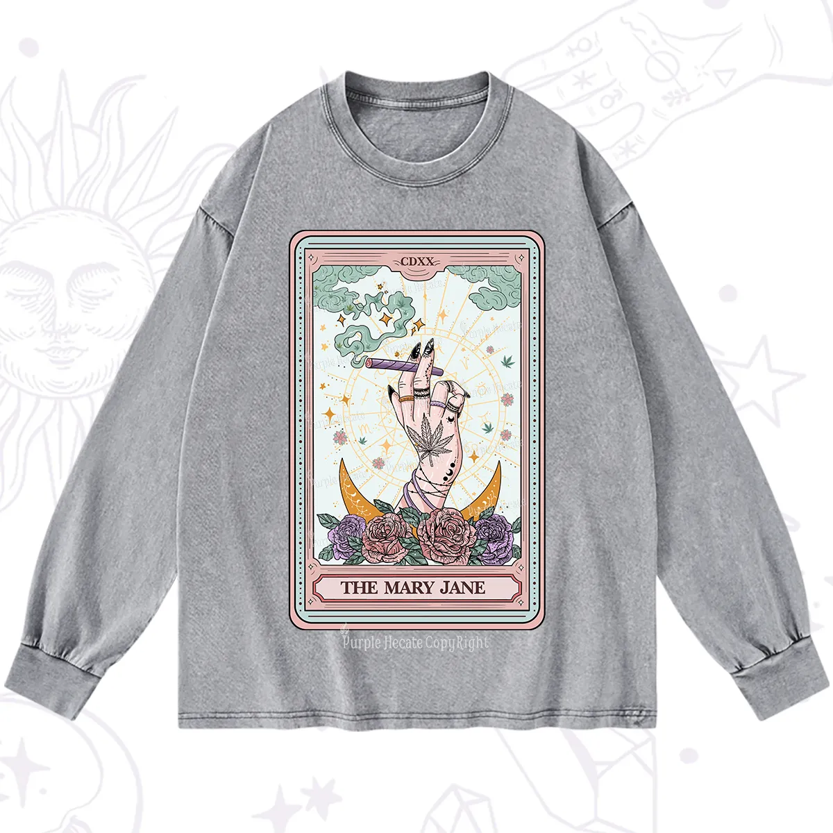Purplehecate The Mary Jane Tarot Washed Long Sleeve Shirt