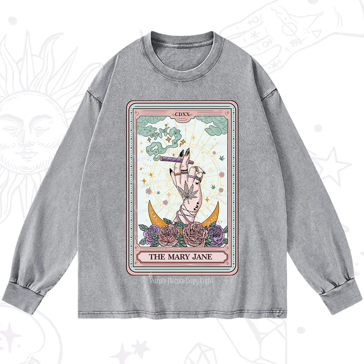 Purplehecate The Mary Jane Tarot Washed Long Sleeve Shirt