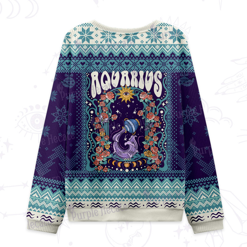 Purplehecate Aquarius Spirit Zodiac Ugly Christmas Sweatshirts