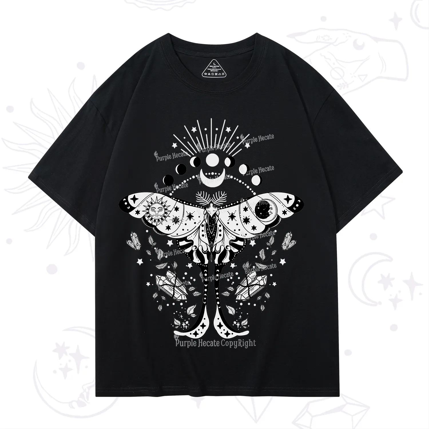 Purplehecate Moonlit Celestial Moth T-Shirt