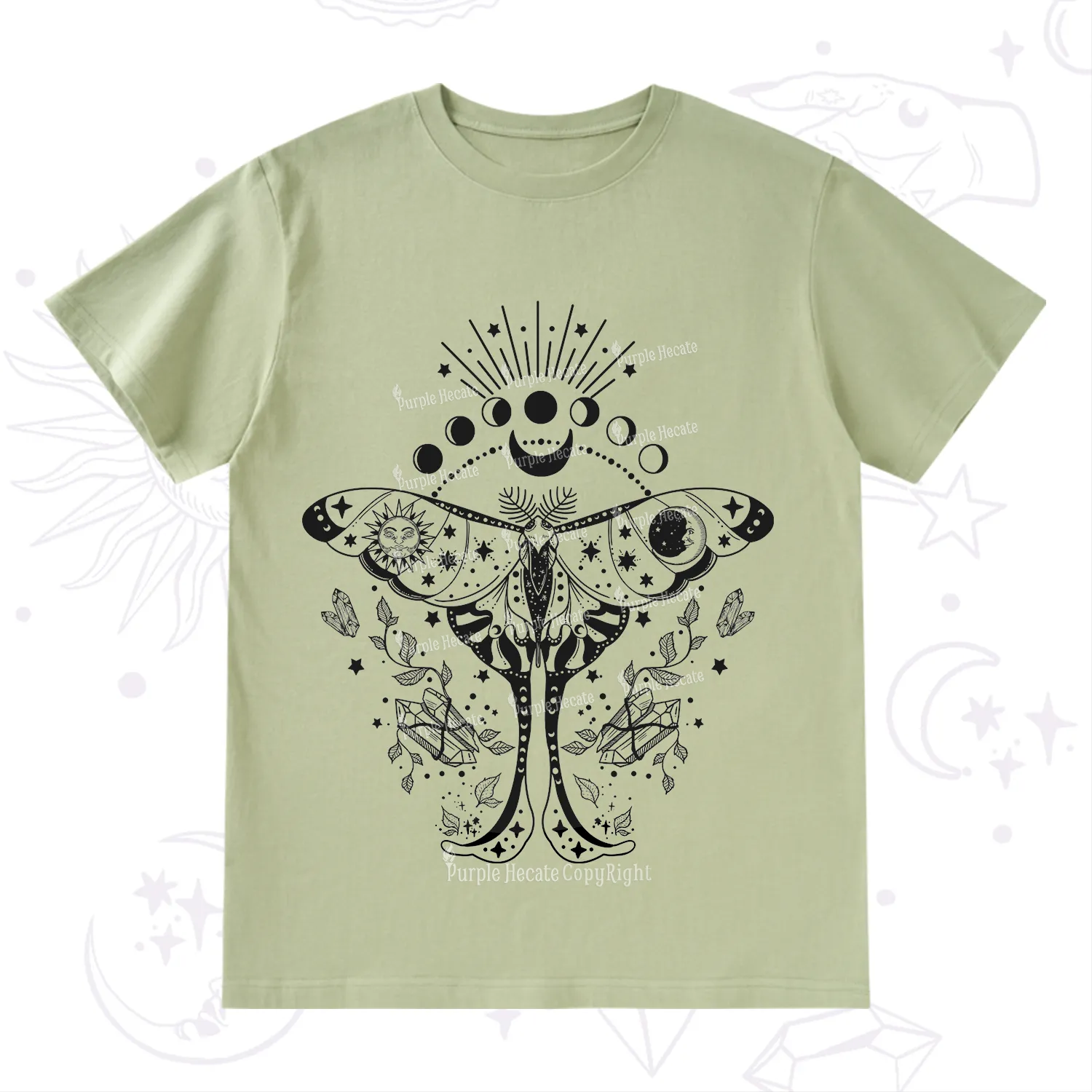 Purplehecate Moonlit Celestial Moth T-Shirt